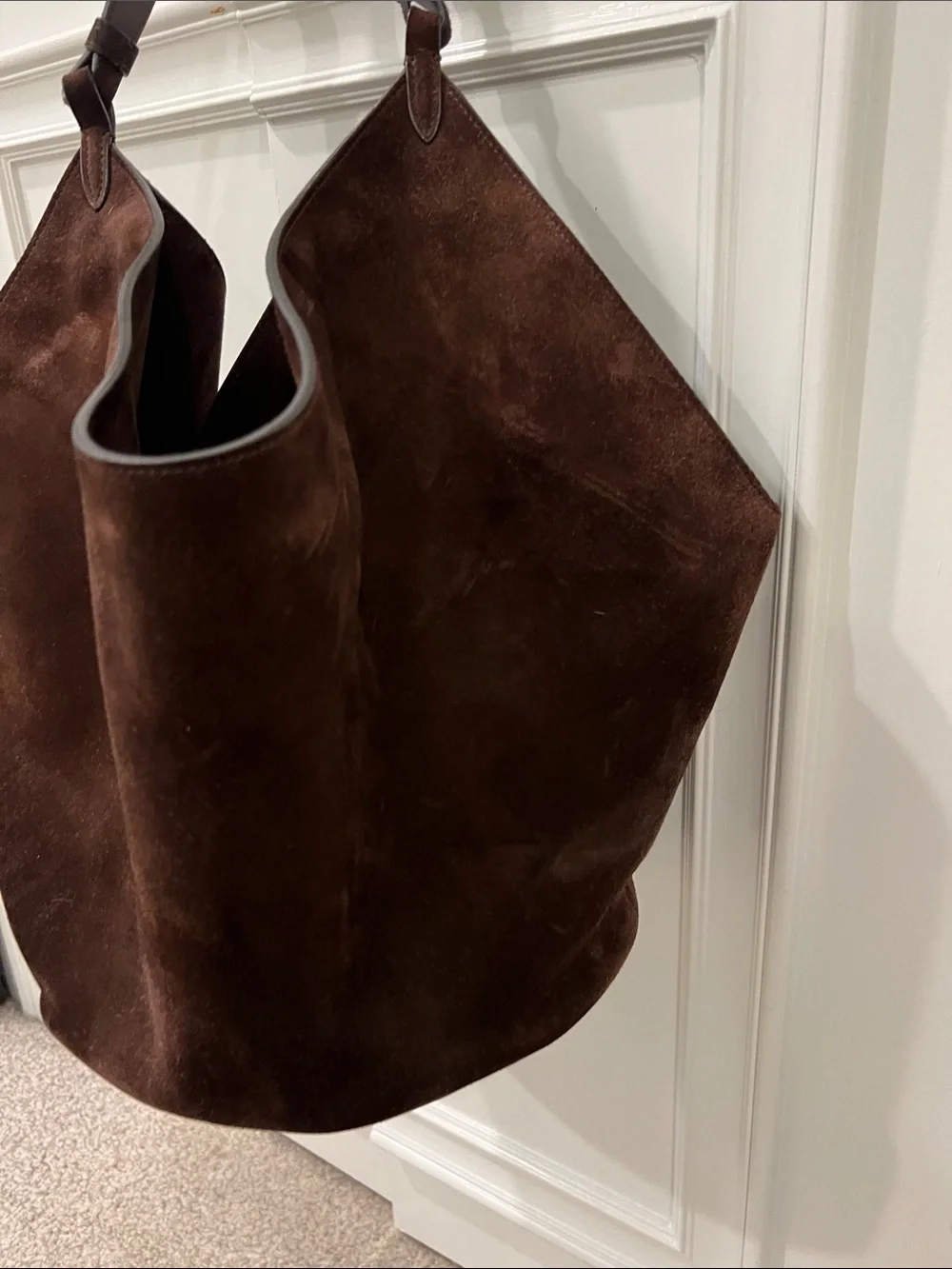KHAITE Dark Brown Suede Hobo Bag - Picture 6 of 9